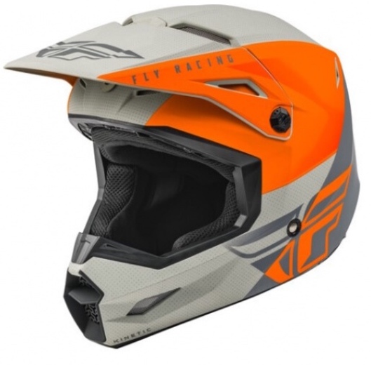 Шлем детский (кроссовый) FLY RACING KINETIC STRAIGHT EDGE оранжевый/серый матовый (2021)  YL pitbikemarket.ru